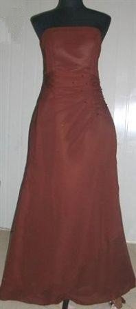 long chocolate strapless chiffon bridesmaid dresses